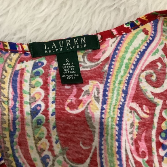 Lauren Ralph Lauren women’s red paisley sleeveless ruffle summer knit dress S - Picture 8 of 9